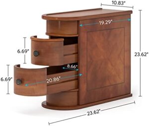 LITTLE TREE Wood End Table with 2 Drawers Sofa Side Table, No Assembly Required Vintage Slim Nightstand Bedside Table for Bedroom - Image 3