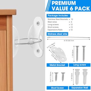 Guirnd 6 Pack Furniture Anchors, Anti Tip Furniture Anchors for Baby Proofing, Metal Earthquake Straps Furniture Straps Wall Anchor for Dresser and Bookcase (White) - Image 2