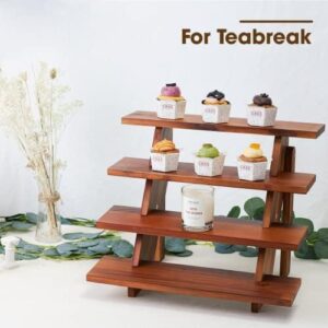Acacia Wood Cupcake Display Stand - 4 Tiered Riser for Vendors Organizer - Wooden Cupcake Cookie Stands for Dessert Decorative Tables - Appetizer Serving Shelves Farmhouse at Party Wedding - Image 5