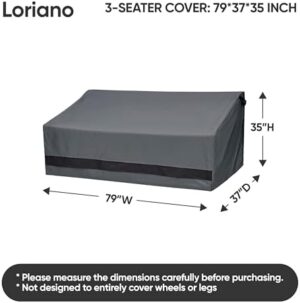loriano Patio Furniture Covers, 3-Seater 100% Waterproof for Loveseat Couch Outdoor Sofa, Heavy Duty 600D Oxford Fabric, Premium PVC Coating for Sun Fade Resistance, 79" W x 37" D x 35" H - Image 2