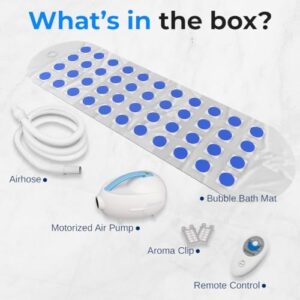SereneLife Electric Bubble Massage Mat - Waterproof Massaging Spa, Full Body Bubbling Bath Thermal Massager Machine - Maintains Heat Motorized Air Pump, Aroma Clip for Essential Oil - Blue - Image 6