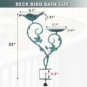 Deck Bird Bath and Metal Bird Feeder,2-in-1,Bird Bath for Railing, Bird Baths for Deck with Removable Sturdy Steel Clamp, Outdoor Garden Decor - Image 2