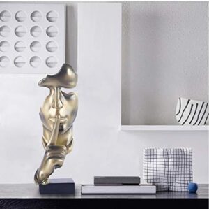aboxoo Thinker Statue, Silence is Gold Abstract Art Figurine, Modern Home Resin Sculptures Decorative Objects Piano Desktop Decor for Creative Room Home, Office Study (Gold) - Image 9