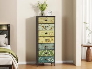 Furnulem Tall Dresser for Bedroom with 7 Fabric Drawers, Vintage Dressers & Chest of Drawers, Vertical Storage Tower Organizer Unit Retro Bedside Furniture in Closet,Living Room,Nusery,Dorm,Entryway - Image 8