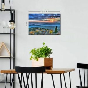 Blue Ridge Mountain Wall Art Misty Mountains Picture Bathroom Decor Sunrise Appalachians Landscape Canvas Prints Photo Nature Forest Painting Artwork for Bedroom Living Room Home Decoration 16x24" - Image 4