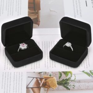2 Pieces Velvet Metal Wedding Ring Box, Elegant Jewelry Earring Studs Gift Box for Women Girl, Ring Holder Case for Engagement Proposal, Anniversary, Bridal Party Decor (Black) - Image 5