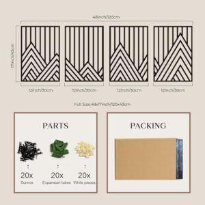 Glamativity 4 Pcs Black Abstract Mountain Line Metal Wall Art, 17 x 12'' Minimalist Décor Single Line Art Wall Décor, 3D Textured Sculptures, Decorative Forest Nature Abstract Line Minimalist Wall Décor Hanging for Living Room Bedroom Bathroom Study(Black, M Size 17 x 12'') - Image 6