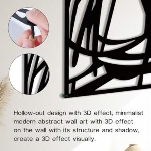 twinklemon Abstract Metal Wall Art 4PCS Minimalist Art Decoration 3D Abstract Wall Sculptures Black Single Line Home Decor Modern Large Wall Art for Living Room Bedroom Bathroom Office Study - Image 6