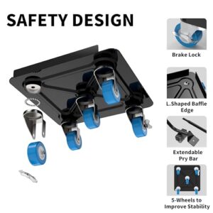 Heavy Duty Furniture Dolly 360° Rotating 5 Wheels, Alloy Steel 3000 lbs Load Capacity Furniture Movers with Measuring Tape & Leveler - Image 3