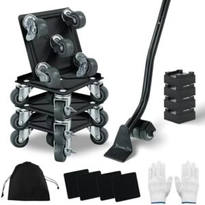 Furniture Dolly, Furniture Movers with 5 Wheels 360° Rotating, Maximum Load 1736 lbs Heavy Duty Carbon Steel Panel with 4pcs Anti-Slip Pads, Lifter Mover Tool Set for Heavy Sofa, Appliances
