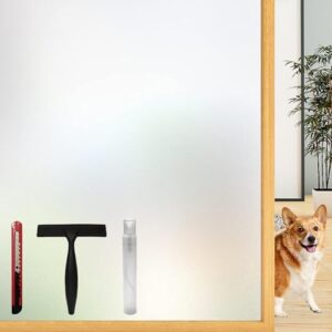 Frosted Glass Window Privacy Film with Installation Tools, Removable, Peep-Proof, Static Cling, Heat Control, UV Protection, Anti-Glare, Ideal for Home, Shower (23.6 x 157.5 Inch)