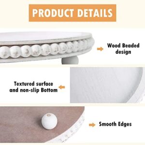 HPC Decor 12in Round Wood Tray - White, Distressed, Farmhouse Rustic - Decorative Tray for Living Room, Coffee Table, Kitchen Table or Farmhouse Serving Tray - Image 6