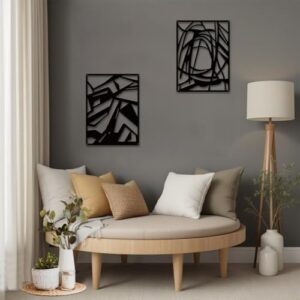 twinklemon Abstract Metal Wall Art 4PCS Minimalist Art Decoration 3D Abstract Wall Sculptures Black Single Line Home Decor Modern Large Wall Art for Living Room Bedroom Bathroom Office Study - Image 3
