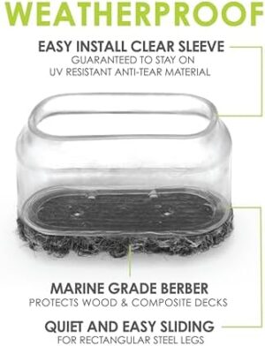 Slipstick GorillaOutdoor Berber Furniture Feet Pads with Clear Sleeve Sock (16 Pack) Weatherproof Outdoor Furniture Sliders for Medium Rectangular Legs - Image 2