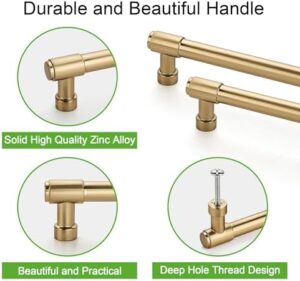 TUNNY 10 Pack Modern Round Cabinet Handle-5"/128mm Screw Spacing Champagne Bronze Furniture Hardware Handles for Kitchen Cabinets Bedroom Cabinet Pull - Image 3