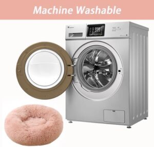 Washable Dog & Cat Bed for Small Extra Large Medium Big Puppy Size, Calming Comfort Fluffy Self Warming Heated Donut Mat for Creat Cages, Heating Round Pet Pad & Furniture for Bunny Rabbit Indoor - Image 3