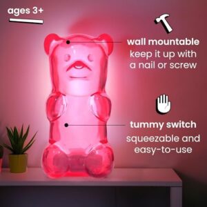 Gummygoods Squeezable Gummy Bear Night Light - Rechargeable, Portable, Squishy Lamp, 60-Min Sleep Timer - Christmas Gift for Kids & Adults, Baby Nursery, and Dorm Rooms - (Pink) - Image 2