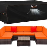 Enzeno Patio Furniture Set Cover, Outdoor Sectional Sofa Couch Set Covers Waterproof, Garden Dining Table Chair Set Cover Outside Rectangular Heavy Duty Weatherproof 120" L x 90" W x 35" H Black