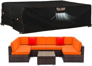 Enzeno Patio Furniture Set Cover, Outdoor Sectional Sofa Couch Set Covers Waterproof, Garden Dining Table Chair Set Cover Outside Rectangular Heavy Duty Weatherproof 120" L x 90" W x 35" H Black
