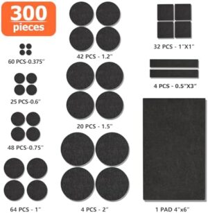 Felt Furniture Pads 300 Pieces, Furniture Pads for Hardwood Floors, Felt Pads for Chair Legs Furniture, Floor Protectors for Furniture Black - Image 3