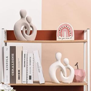 Quoowiit Ceramic Couple Sculptures for Home Decor, Abstract Lover Statue for Shelf, Office, Living Room, Bedroom, Gifts for Anniversary, Valentine's Day, Birthday (White) - Image 9