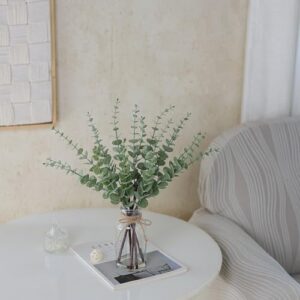 VIERENA 17.5" Artificial Eucalyptus Stems in Glass Vase with Faux Water,Fake Plant Eucalyptus Leaves White Seeds for Centerpiece Table Decorations Farmhouse Wedding Home Greenery Decor (Sage Green) - Image 8