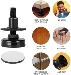 Adjustable Leveling Feet Furniture Levelers 8Pack Table Feet Heavy Duty Furniture Leg Levelers for Cabinets Sofa Tables Chairs,T-Nut Kit 3/8”-16 Thread, Support 1320LBs (8 Pack) - Image 4
