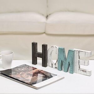 MyGift Rustic Multicolored Solid Wood HOME Cut Out Word Sign, Kitchen Framhouse Frestanding Decor, Mantel, Above Cabinet Decor - Image 4