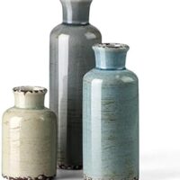 CwlwGO- Ceramic Vase 3 Piece Set, Small Flower vases for Home Decoration, Modern Farmhouse Decoration, Living Room,Table Shelf, Centerpieces, Fireplace and Entrance Decorations-Multicolor.