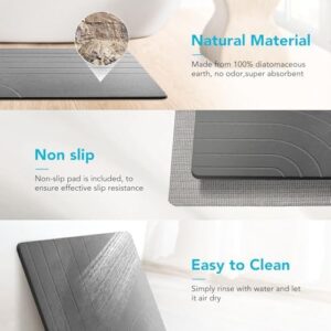 32 * 20 Large Stone Drying Bath Mat for Bathroom Diatomaceous Earth Bath Mat Quick Dry Non Slip Absorbent Bathroom Floor Mat Modernized Water Absorbing Diatomite Shower Bath Mat Grey - Image 4