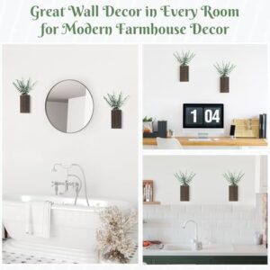 Dahey 2 Pack Wood Wall Planter Vase with Artificial Eucalyptus Farmhouse Wall Hanging Decor Pocket Planter for Indoor Fake Plants Greenery, Living Room Bedroom Kitchen Home Office Decoration - Image 5