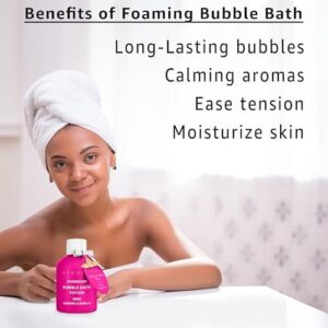 Magnesium Bubble Bath Rose Jasmine Vanilla Long Lasting Foam for Sore Muscles Epsom Salt Moisturizing Relaxing Stress Relief Spa Gift for Women - Image 2