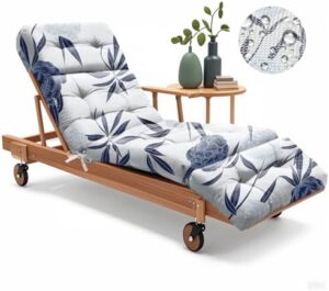 Outdoor Chaise Lounge Chair Cushion 75.1 x 22.8 x 4.7 Inches 100% Waterproof Replacement Cotton Patio Pool Lounge Chair Cushion for Outdoor Furniture with Ties, Blue Enchantress