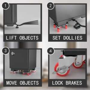 【Upgrade Large】 Furniture Dolly,Furniture Movers with 5 Wheels,Carbon Steel Panel Heavy Duty Dolly,Furniture Lifter with 5 360° Rotatable Rubber Universal Wheels,Maximum Load 3474LBS - Image 5