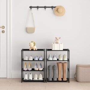 4 Tier Small Shoe Rack, Narrow Stackable Kids Toddler Adult Shoe Storage Organizer Shelf for Closet Floor Entryway Bedroom, Space Saver Shoe Rack Organization Shelves - Image 5