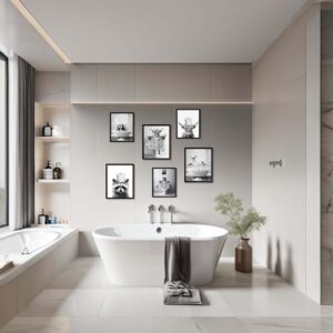 Framed Bathroom Decor Wall Art, Chimpanzee in Bathtub, Black and White Wall Art, Funny Bathroom Wall Decor Signs, Cute Animal Art Home Decor (Framed,8''x10'') - Image 6