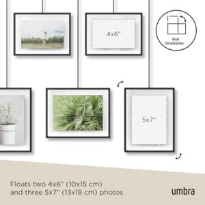Umbra Exhibit Picture Frame Gallery Set, Adjustable Wall Collage Displays Five Photos (Two 4x6" and Three 5x7"), Set of 5, Black - Image 5