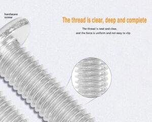 Metuja M6-1.0 x 12mm,50-Pack Silver Flat Head Hex Socket Cap Screw Bolts,304 Stainless Steel,Fully Threaded M6 Bolt,Metric Fasteners for Furniture - Image 7