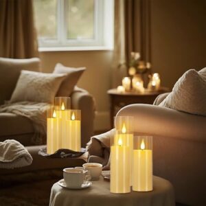 Flickering Flameless Candles Battery Operated with Remote and 2/4/6/8 H Timer Plexiglass Led Pillar Candles with Realistic Moving Wick Candles for Home Decor Pack of 24 (D2.2"xH 5"6"7")(Ivory) - Image 5