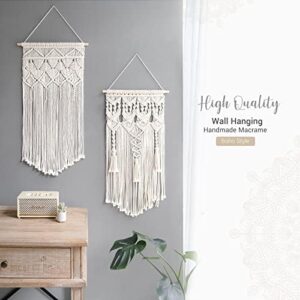 Mkono 2 Pcs Macrame Woven Wall Hanging Boho Chic Geometric Art Decor - Beautiful Bedroom Nursery Apartment Home Decoration, Gift for Girls Adults Birthday Christmas, 32" L x 16.5" W - Image 3