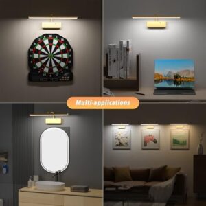Picture Light with Remote, 15.35inch Wireless Rechargeable Battery Wall Light for Paintings, 3 Colors Paintings Light Dimmable and Timer Metal Art Light for Display, Wall, Artwork, Gallery (Gold) - Image 8