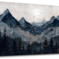 Wapluam Wall Art for Living Room Home Decorations Black And White Wall Painting Canvas Wall Decor For Bedroom Modern Office Decor Abstract Mountains Landscape Artwork Wall Pictures Ready To Hang