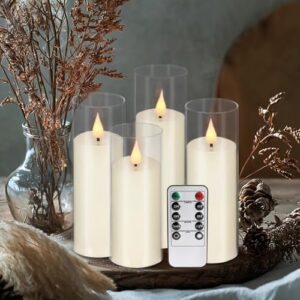 Flickering Flameless Candles Battery Operated with Remote and 2/4/6/8 H Timer Plexiglass Led Pillar Candles with Realistic Moving Wick Candles for Home Decor Pack of 24 (D2.2"xH 5"6"7")(Ivory) - Image 9