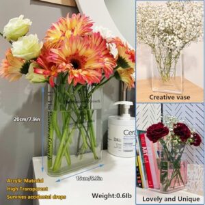 Puransen Clear Book Flower Vase - Floral Bookshelf Decor, Acrylic Flower Holder & Space-Saving Organizer, Modern Home Office/Study Desk Minimalist Aesthetic (Not Including Flowers) - Image 4