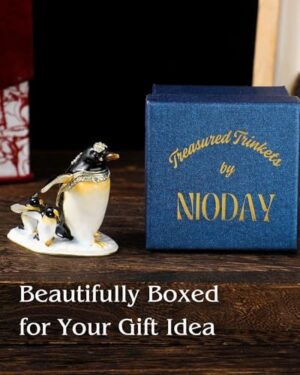 Hand Painted Trinket Box Enamel Vintage Jewelry Box Penguin Family Hinged Metal Jewelry Organizer Decorative Treasure Box Unique Gifts Family Souvenirs - Image 6