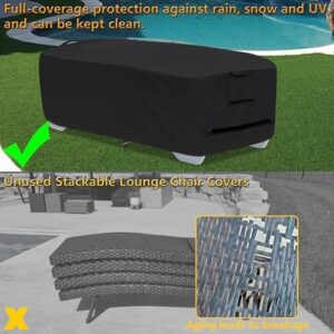 Outdoor Lounge Chair Covers for 4-6 Stackable Patio Chaise Lounge Chairs, Waterproof, Durable Polyester Fabric 80 x 32 x 40 Inch Pool Chair Covers for Winter Storage (Black) - Image 6