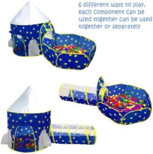 PigPigPen 3pc Kids Play Tent for Boys with Ball Pit, Crawl Tunnel, Princess Tents for Toddlers, Baby Space World Playhouse Toys, Boys Indoor& Outdoor Play House, Perfect Kid’s Gifts - Image 6