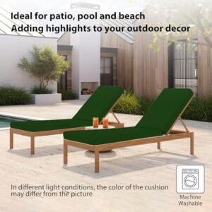 Chaise Lounge Cushions Outdoor, 72"x21"x3" Triple-Waterproof Outdoor Chair Cushions with Removable Cover, 4 Adjustable Ties Lounge Chair Cushions for Outdoor Furniture, Forest Green - Image 6