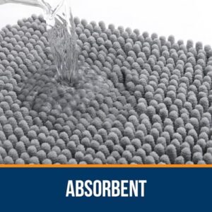 OLANLY Bathroom Rugs Sets 3 Piece, Soft Absorbent Chenille Bath Mats and U-Shaped Contour Toilet Rug, Quick Dry, Home Decor Accessories, Bath Mat Set for Bathroom (47"x20"+24"x16"+24"x20", Grey) - Image 3