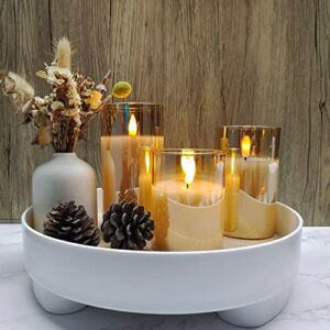 Glass Battery Operated LED Flameless Candles with Remote and Timer, Real Wax Candles Warm Color Flickering Light for Festival Wedding Home Party Decor(Pack of 3)-Gold - Image 3